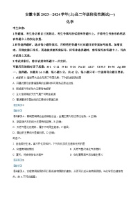 安徽省部分重点中学2023-2024学年高二上学期10月大联考化学试题（Word版附解析）