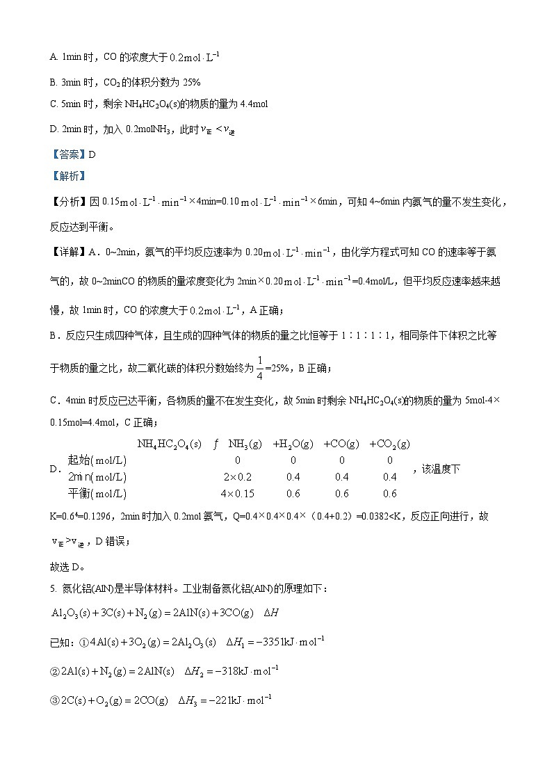 安徽省部分重点中学2023-2024学年高二上学期10月大联考化学试题（Word版附解析）第3页