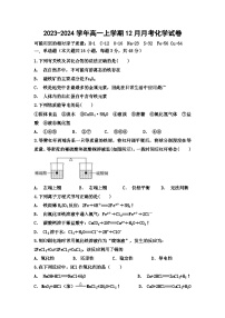 2024广东省四会中学、广信中学高一上学期第二次月考试题化学含答案