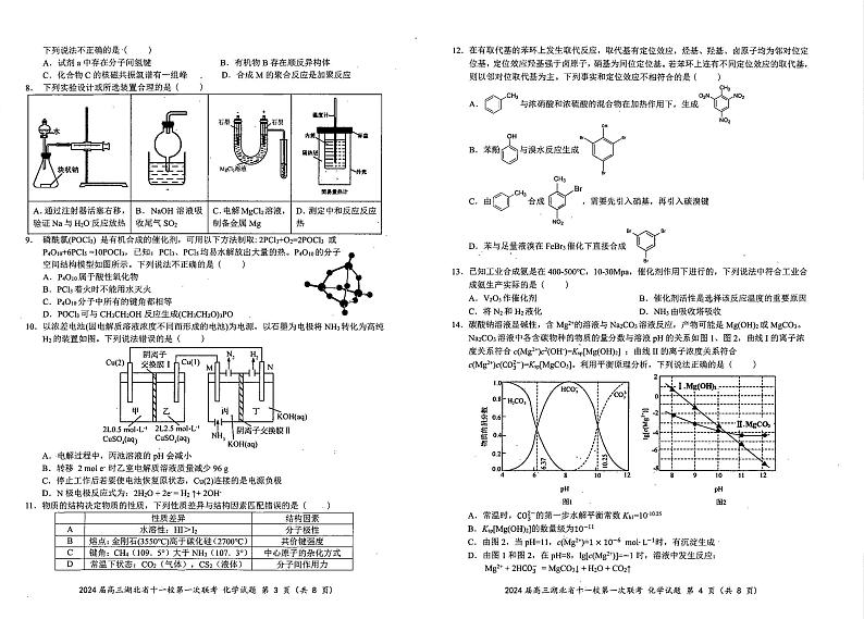 湖北省十一校2023-2024学年高三上学期第一次联考化学试题第2页