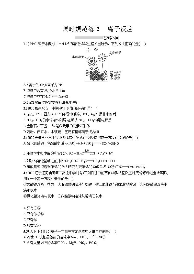 高中考试化学特训练习含答案——离子反应第1页