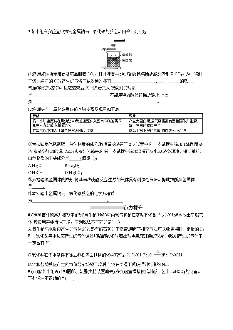 高中考试化学特训练习含答案——钠及其重要化合物02