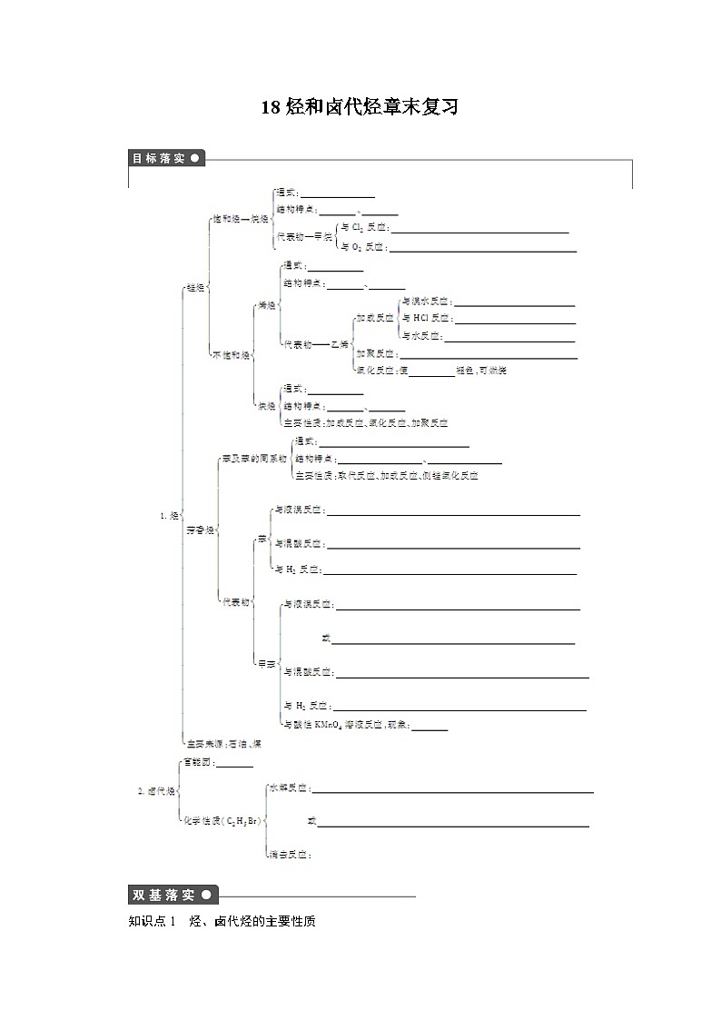 2022年高三化学寒假课时作业（含答案）：18烃和卤代烃章末复习第1页