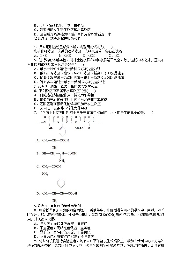2022年高三化学寒假课时作业（含答案）：36生命中的基础有机化学物质章末复习第2页