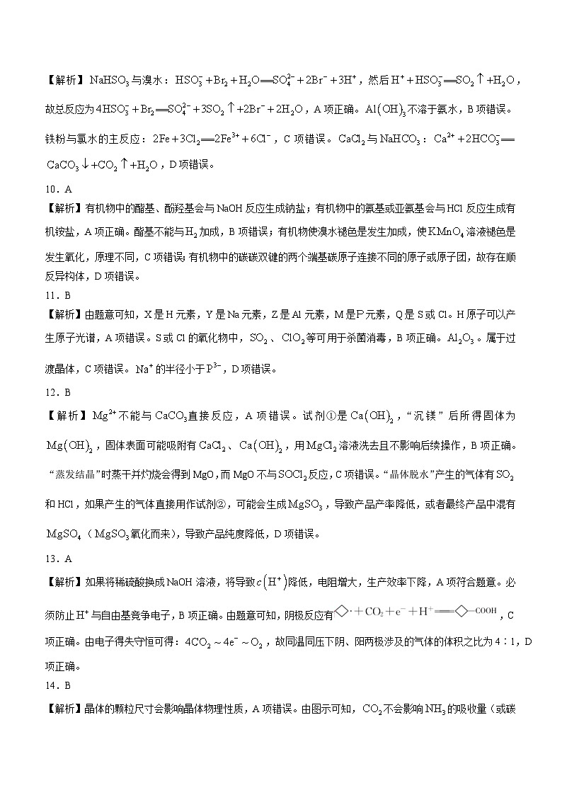 2024浙江强基联盟高三上学期12月联考试题化学含解析02