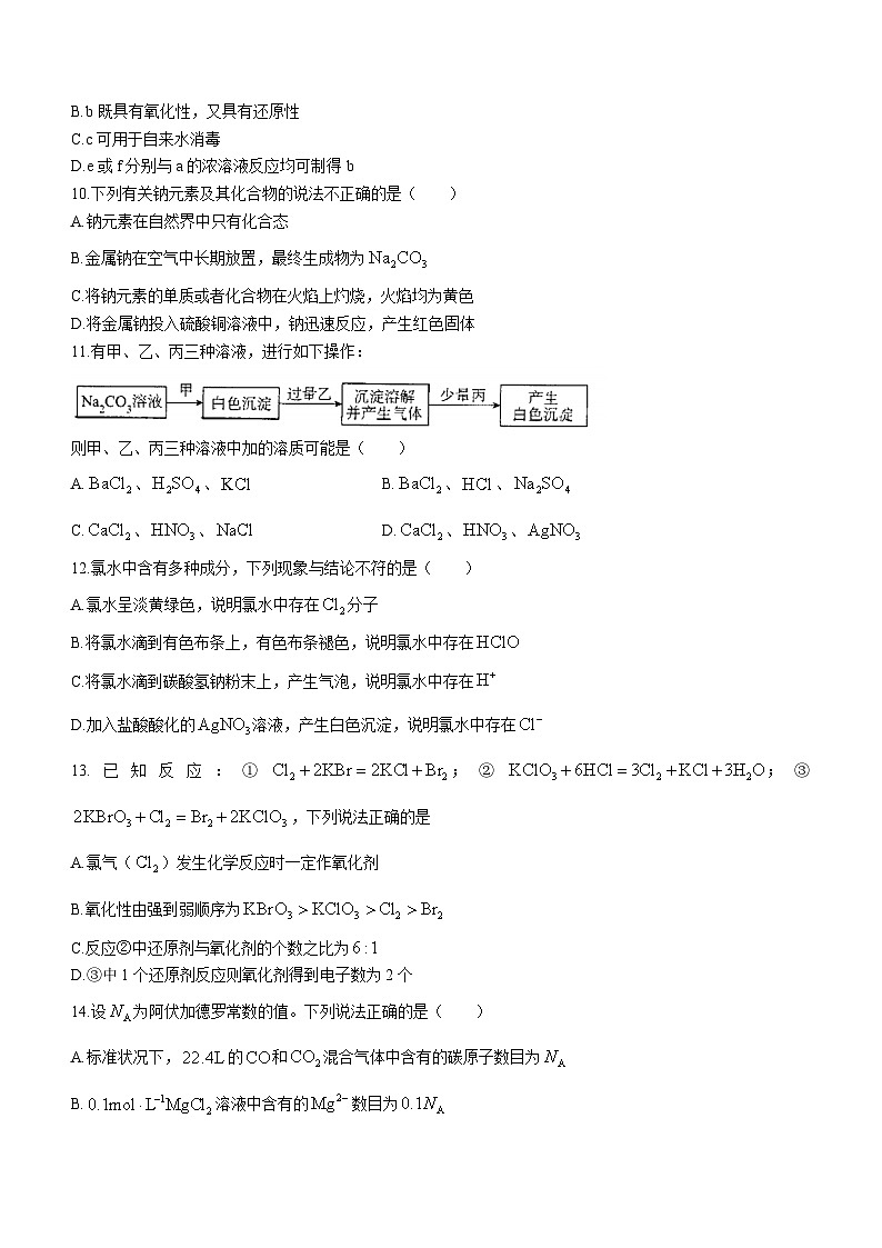 2024赤峰四中高一上学期12月期中考试化学含答案第3页