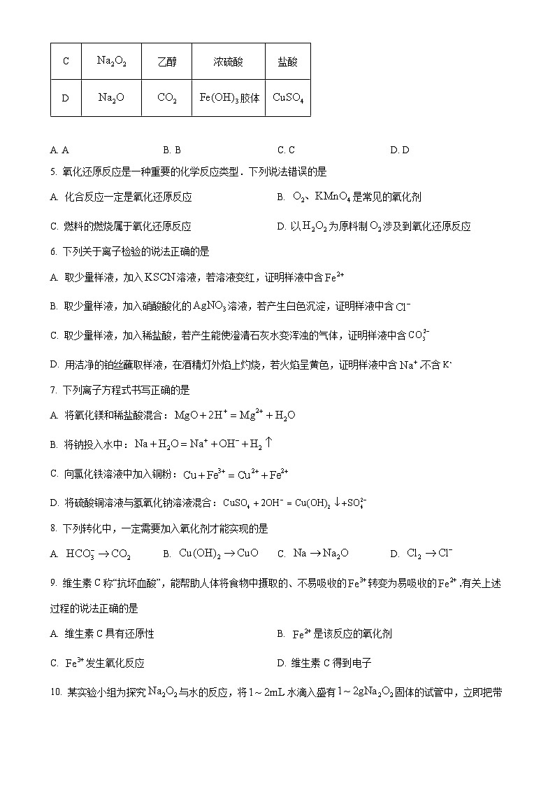 2024丹东高一上学期期中教学测试化学含解析第2页