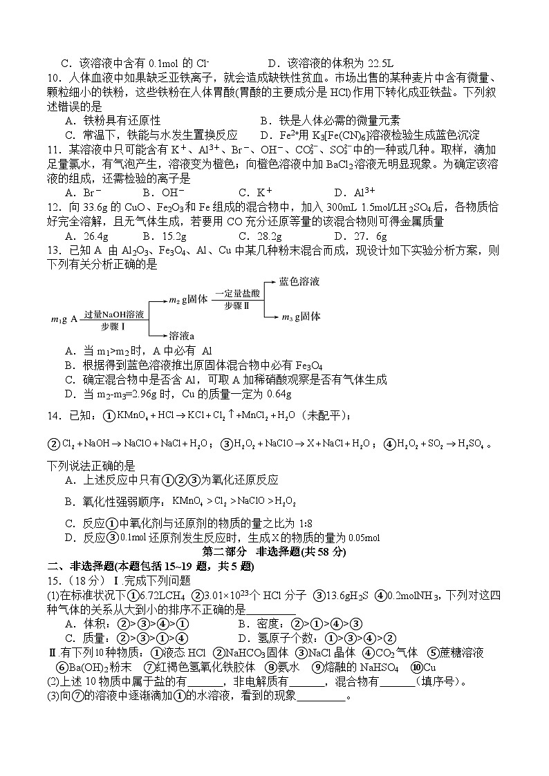 四川省宜宾市重点学校2023-2024学年高一上学期12月月考化学试题02