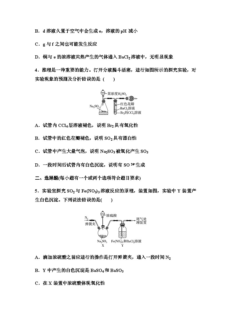 鲁科版高考化学一轮复习课时分层作业18硫的转化含答案02