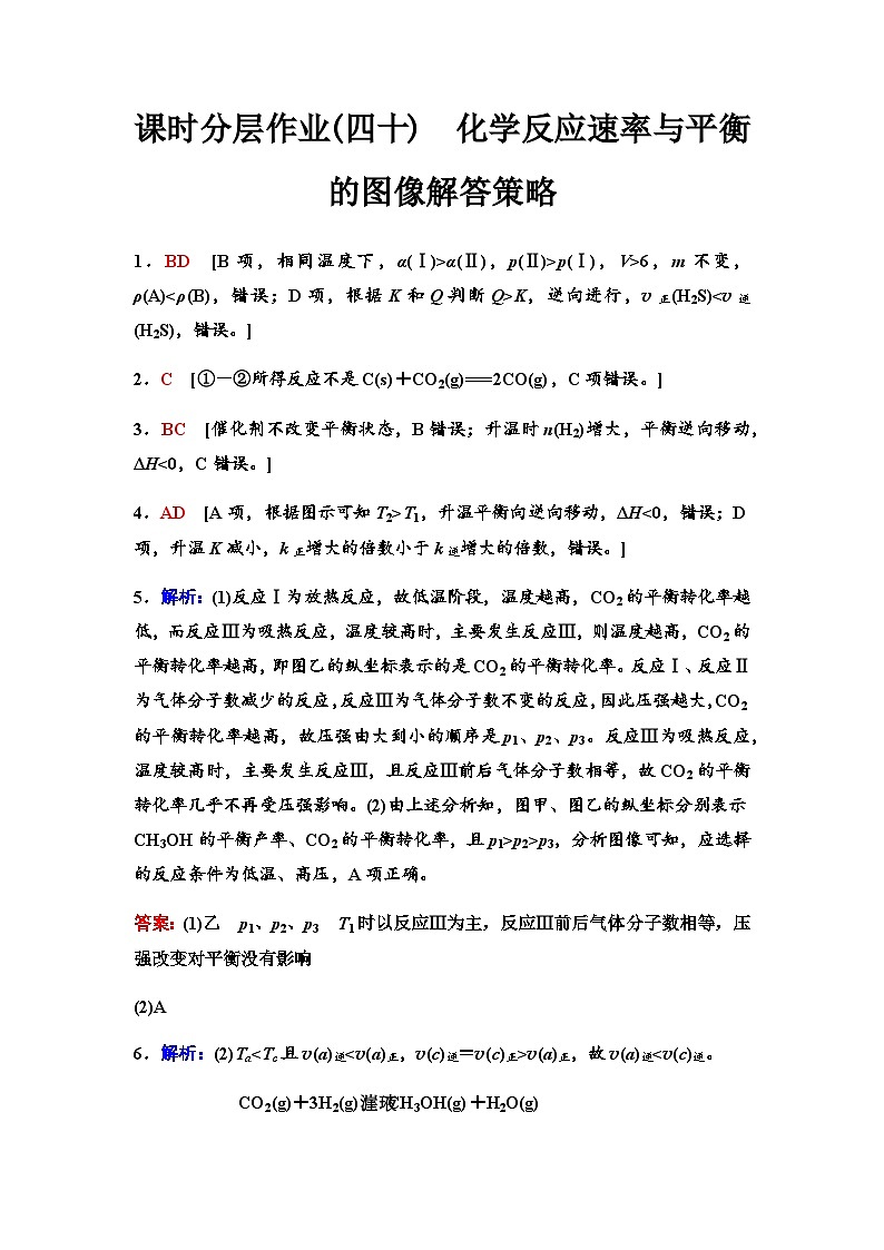 鲁科版高考化学一轮复习课时分层作业40化学反应速率与平衡的图像解答策略含答案01
