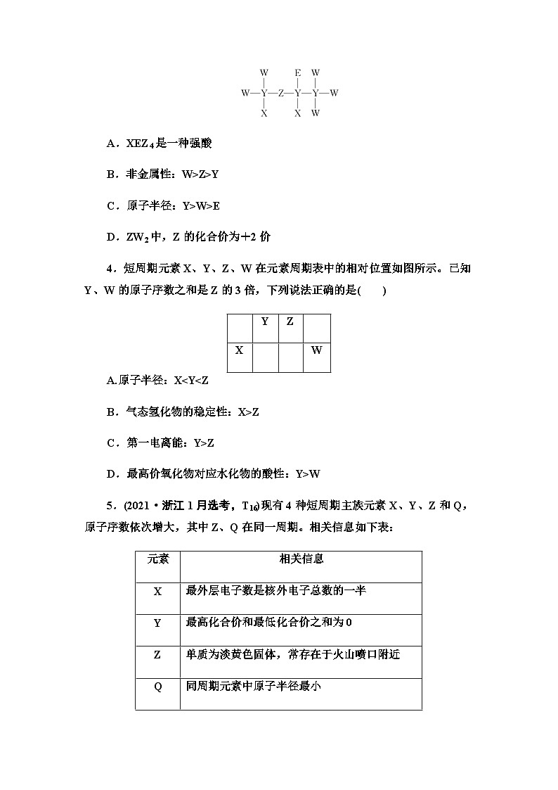 2024届高考化学一轮复习课时分层作业24元素“位—构—性”关系推断含答案第2页