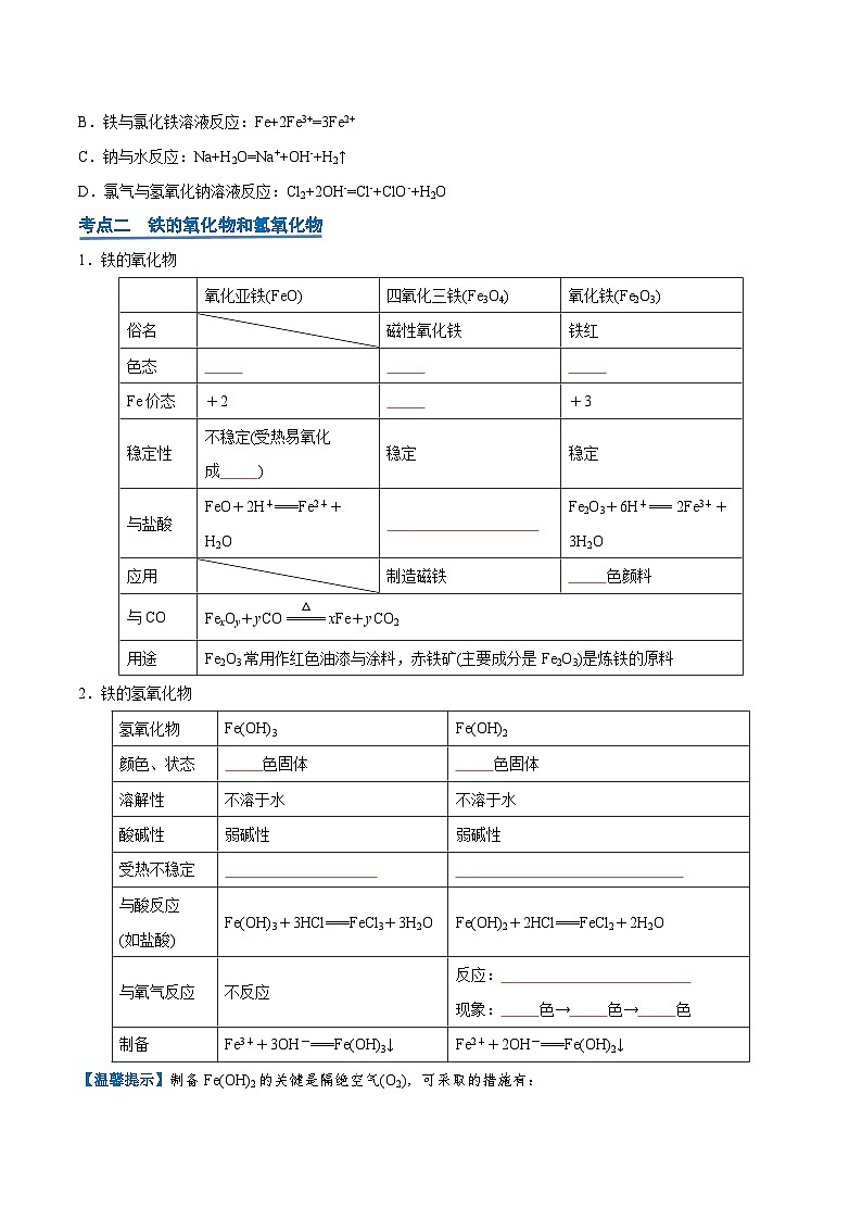 【学考复习】2024年高中化学学业水平考试（新教材专用）第07讲 铁及其化合物-复习讲义03
