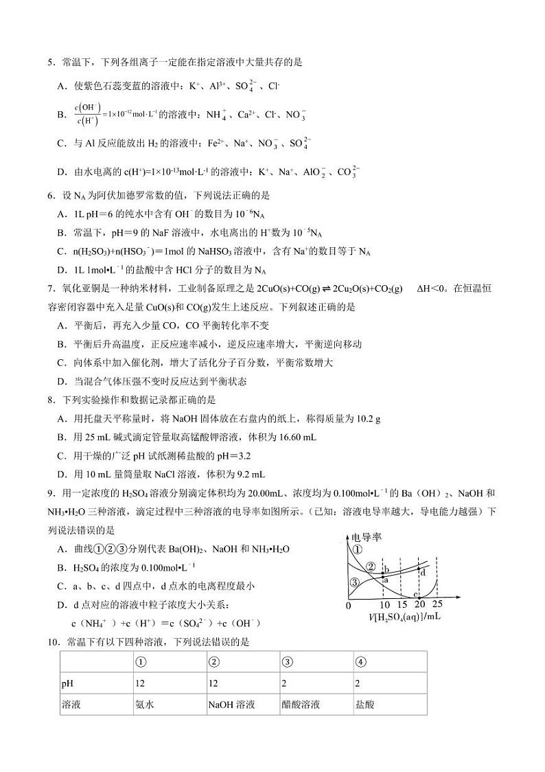 四川省成都金苹果锦城第一中学2023-2024学年高二上学期期中考试化学试题第2页