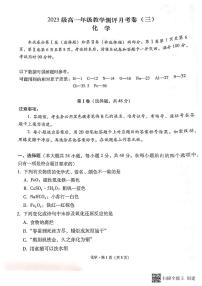 2024云南师大附中高一上学期教学测评月考（三）化学PDF版含答案