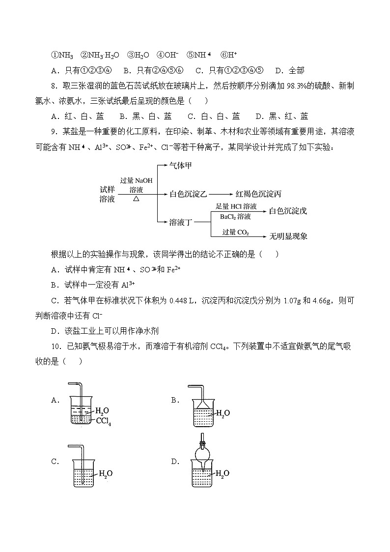 高中化学必修第二册5.2.2《氨和铵盐》练习题含答案-统编人教版第2页