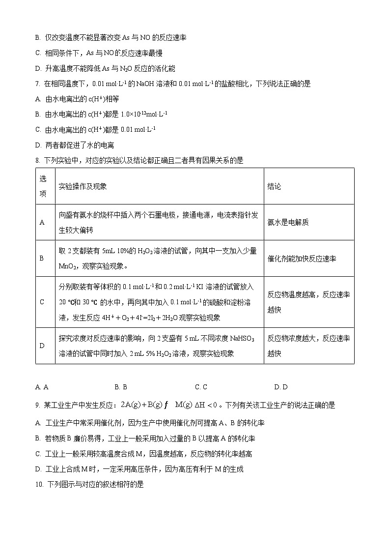 四川省遂宁市射洪名校2023-2024学年高二上学期10月月考化学试题 Word版含解析03