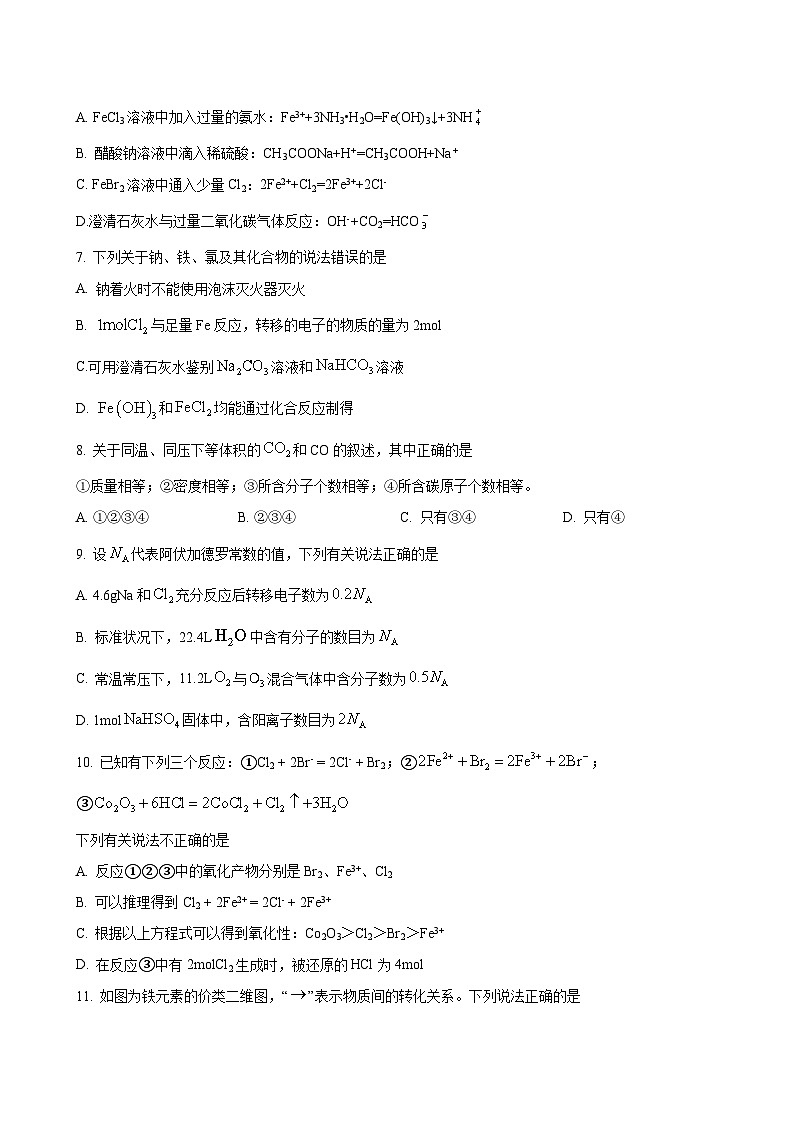 辽宁省沈阳市第十五名校2023-2024学年高一上学期12月月考 化学（解析版）02