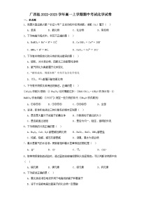 广西桂2022-2023学年高一上学期期中考试化学试卷（含解析）