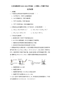 江苏省海安市2023-2024学年高一上学期11月期中考试化学试卷（含解析）