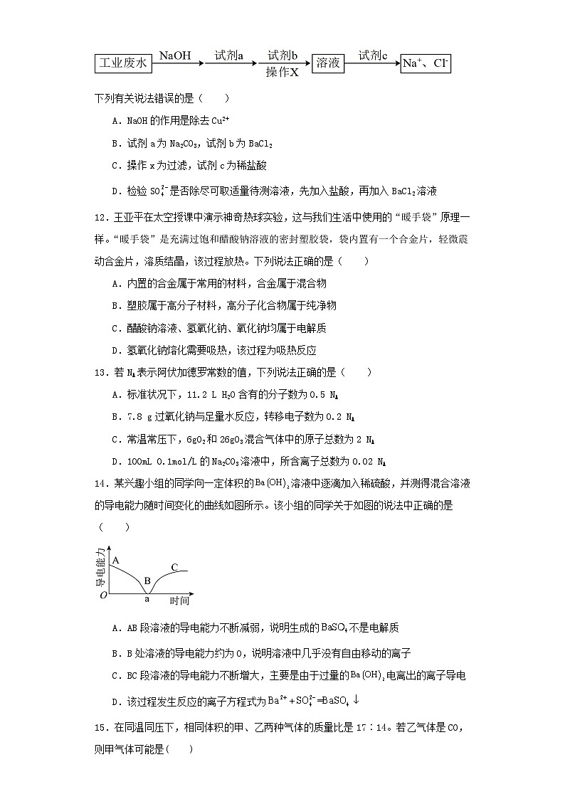 内蒙古2021-2022学年高一上学期期中考试化学试卷（含解析）03