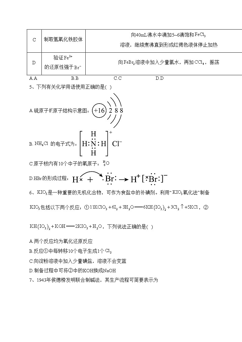 抚顺市第一中学2022-2023学年高一上学期期末质量检测化学试卷(含答案)第2页