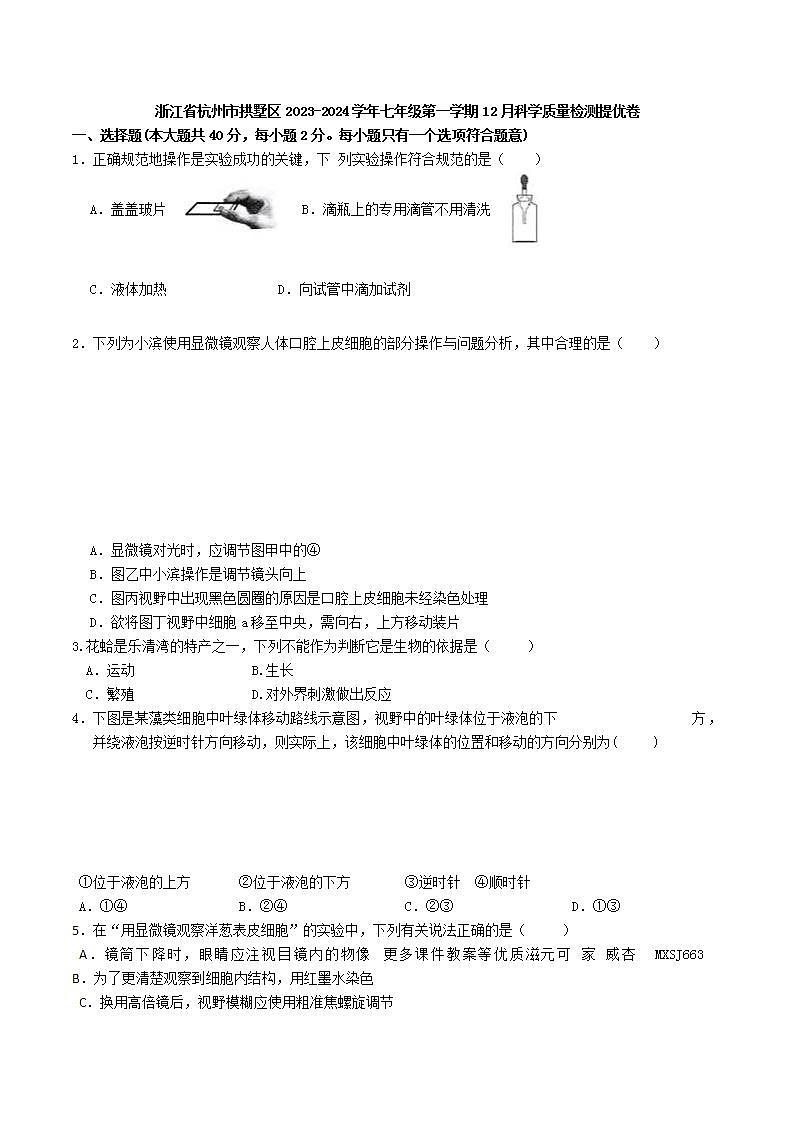 北京市陈经纶中学2023-2024学年高二上学期12月月考化学试卷01