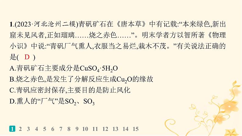 适用于新高考新教材2024版高考化学二轮复习选择题专项练7课件第2页