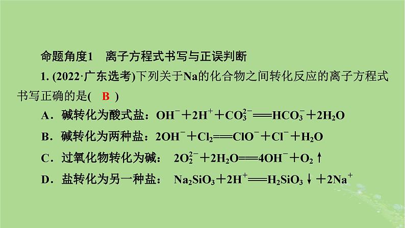 新教材适用2024版高考化学二轮总复习第1部分新高考选择题突破专题3氧化还原反应离子反应微专题2离子反应课件05