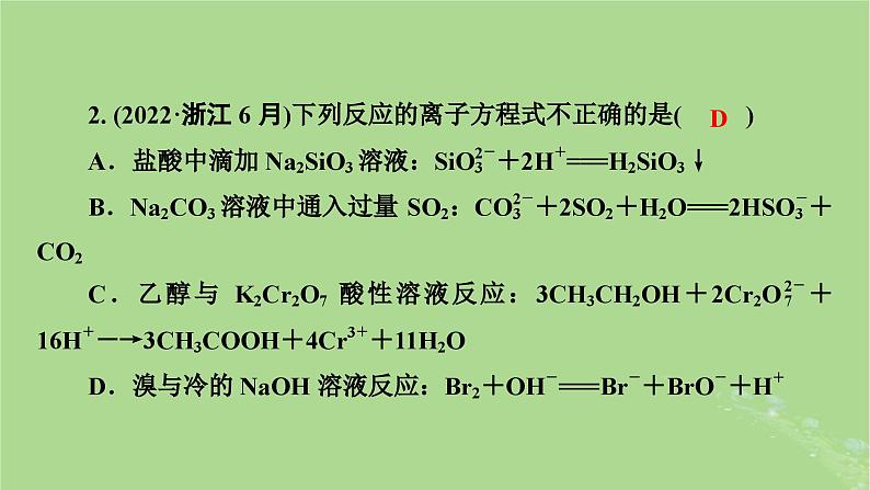 新教材适用2024版高考化学二轮总复习第1部分新高考选择题突破专题3氧化还原反应离子反应微专题2离子反应课件07