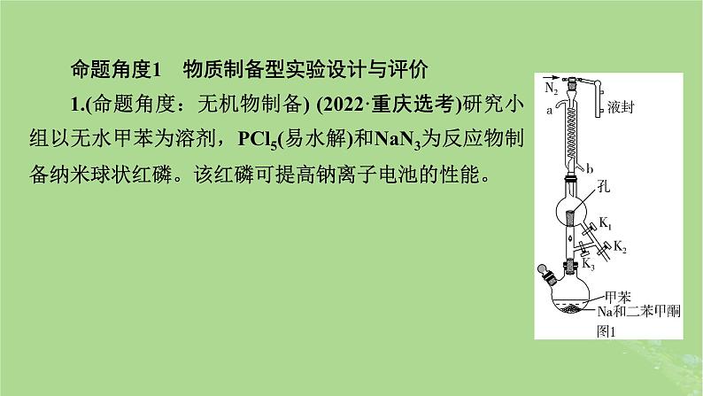 新教材适用2024版高考化学二轮总复习第2部分新高考五大题型突破题型突破3化学实验综合题突破点4实验方案的设计与评价课件05