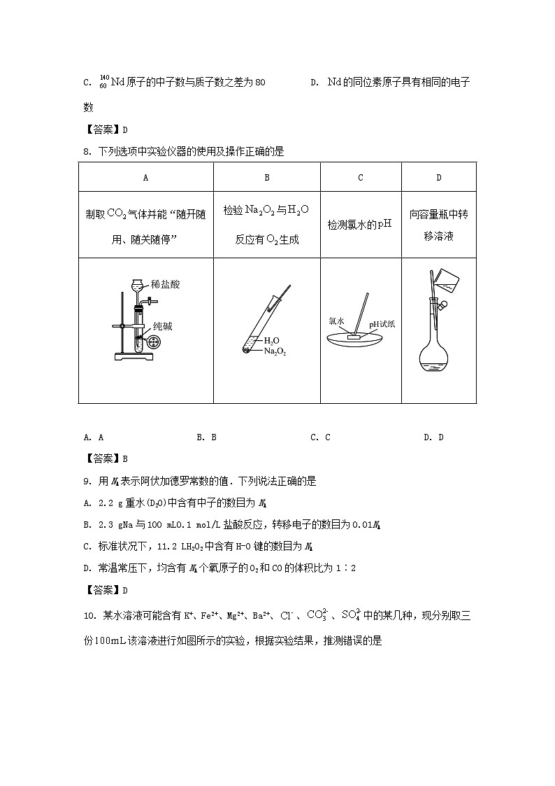 2021-2022年辽宁锦州高一化学上学期期末试卷及答案03