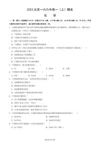 2023北京一六六中高一上学期期末化学试卷及答案（教师版）