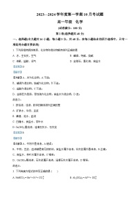 重庆市璧山来凤中学2023-2024学年高一上学期10月月考化学试题（Word版附解析）