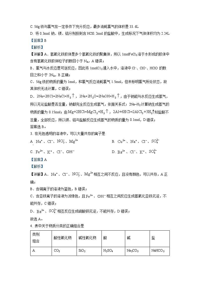 精品解析：山东省济南外国语学校2022-2023学年高一上学期期末考试化学试题（解析版）第2页
