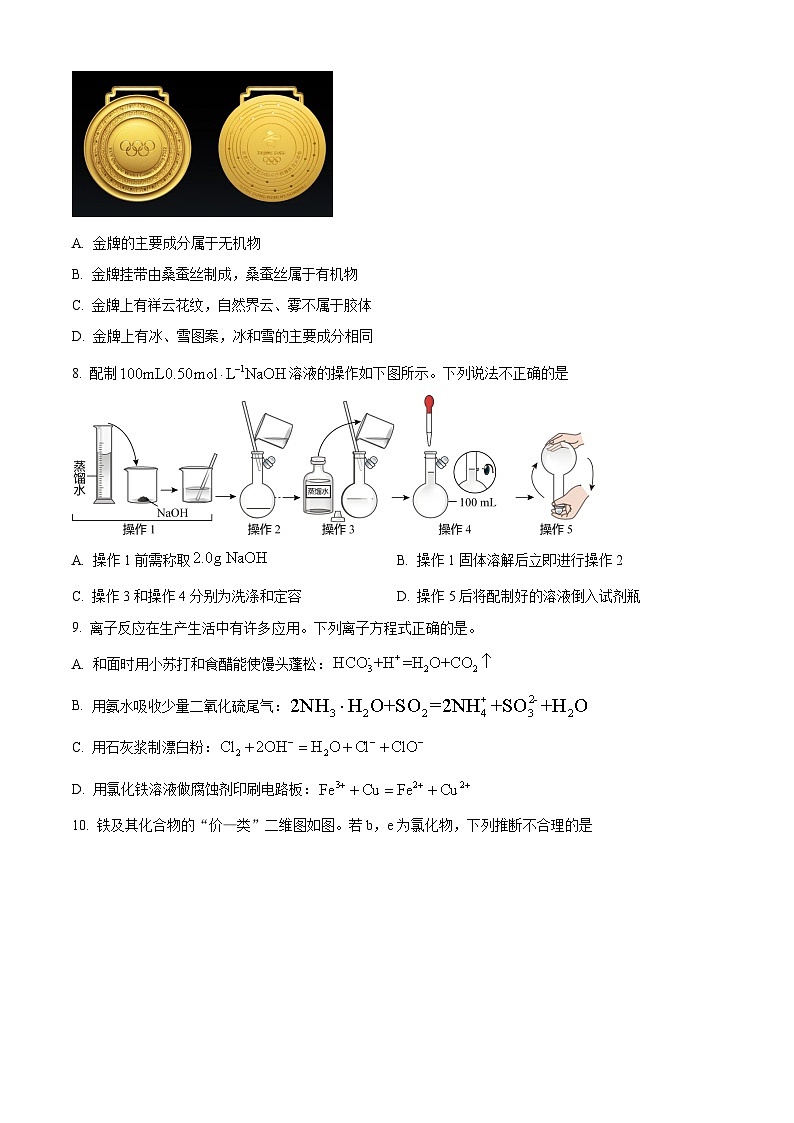 精品解析：福建省厦门市2021-2022学年高一上学期期末考试化学试题（原卷版）第2页