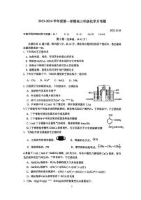 北京市中关村中学2023-2024学年高三上学期12月月考化学试题（无答案）