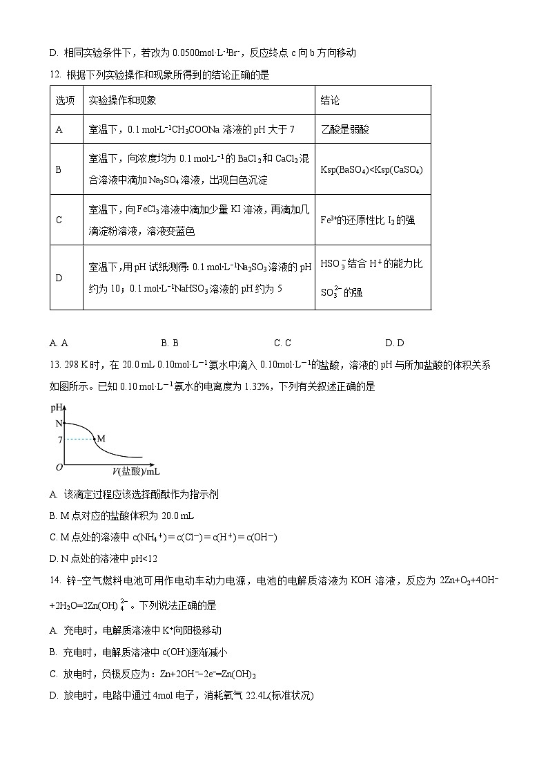 广东省华南师范大学附属中学2022-2023学年高二上学期1月期末化学试题（含答案解析）03