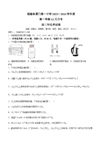 福建省厦门第一中学2023-2024学年高二上学期12月月考化学试卷（Word版附答案）