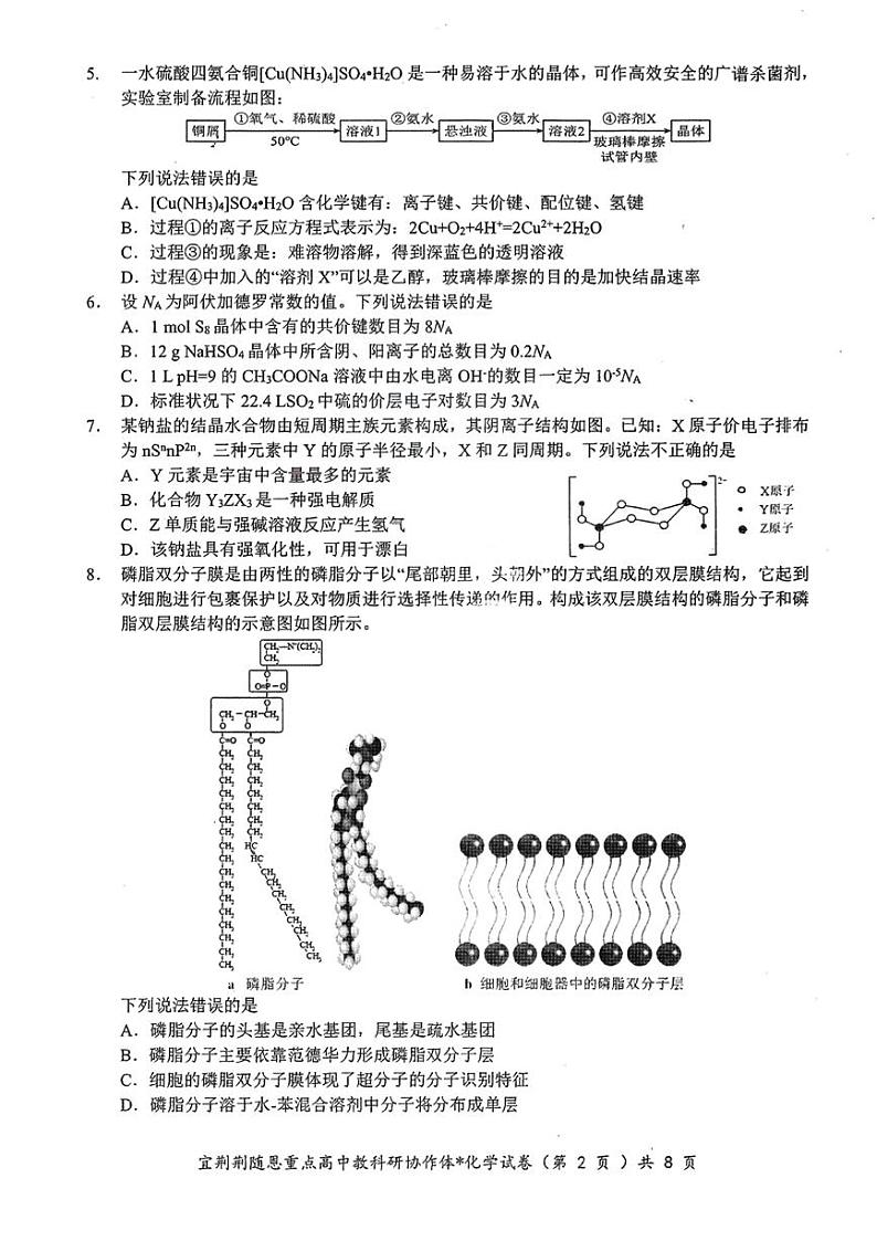 湖北省宜荆荆随恩2023-2024学年高三上学期12月联考化学试卷第2页