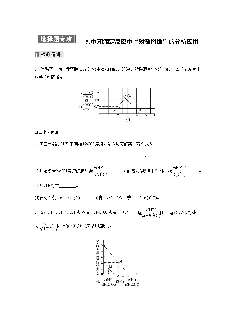 专题六 水溶液中的离子平衡 选择题专攻  5.中和滴定反应中“对数图像”的分析应用（含解析）-2024年江苏高考化学大二轮复习讲义01