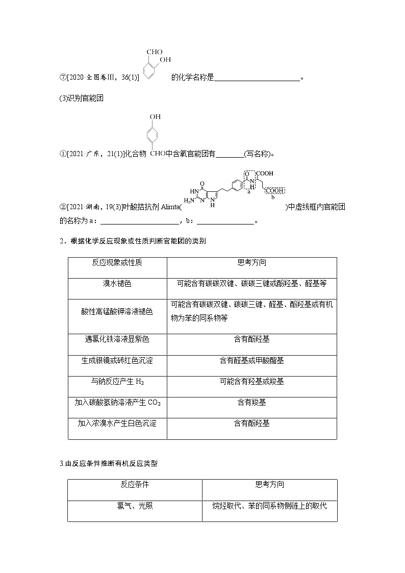 专题八 有机化学 主观题突破 1.有机物的命名、官能团、有机反应类型（含解析）-2024年江苏高考化学大二轮复习讲义第2页