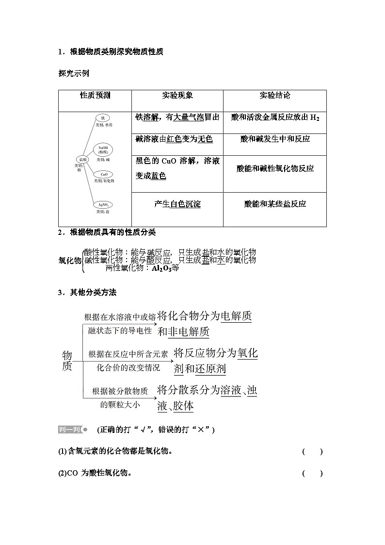 鲁科版高中化学必修第一册第2章第1节新知探究课7元素与物质的关系物质分类与物质性质学案第3页