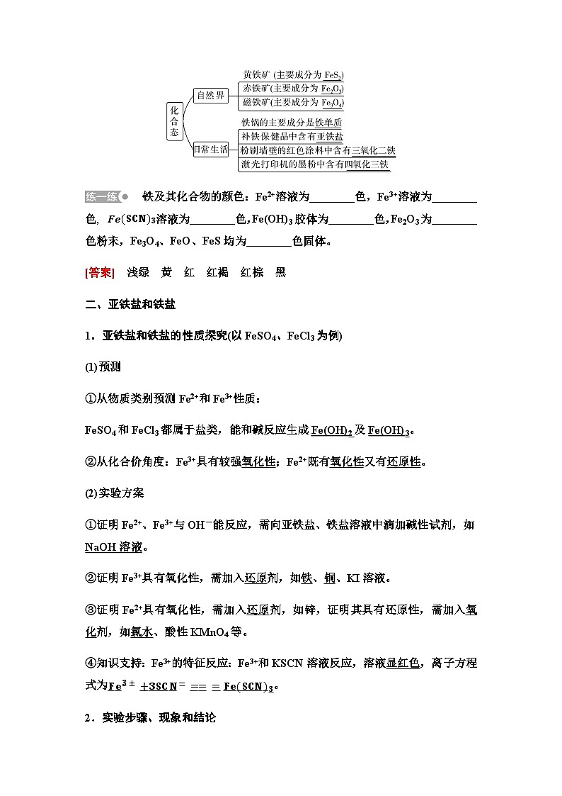 鲁科版高中化学必修第一册第3章第1节新知探究课13亚铁盐和铁盐学案第2页