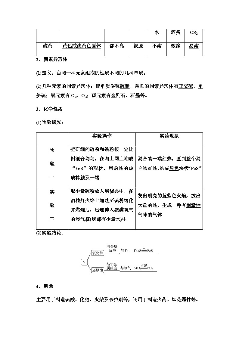 鲁科版高中化学必修第一册第3章第2节新知探究课15自然界中的硫二氧化硫的性质学案第3页