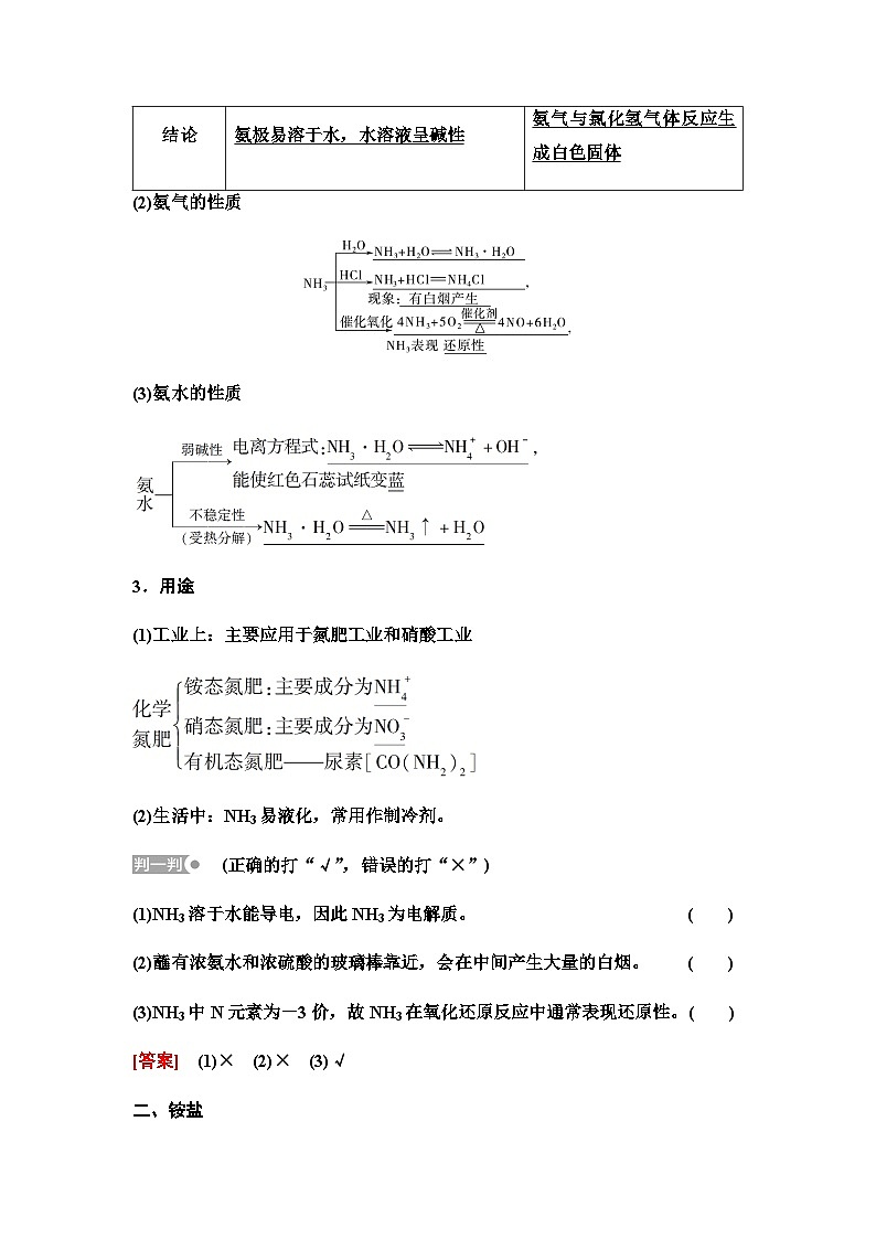 鲁科版高中化学必修第一册第3章第2节新知探究课18氨的转化与生成学案第2页