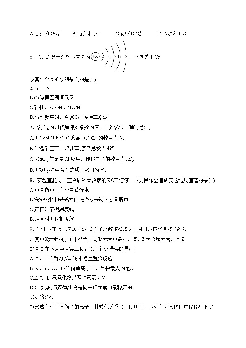 辽宁省鞍山市普通高中2022一2023学年高一上学期期末质量监测化学试卷(含答案)第2页