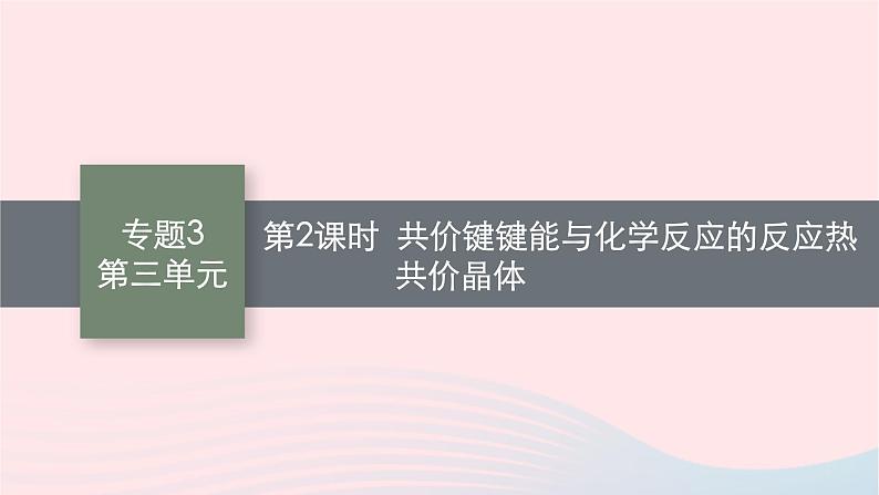 新教材适用2023_2024学年高中化学专题3微粒间作用力与物质性质第3单元共价键共价晶体第2课时共价键键能与化学反应的反应热共价晶体课件苏教版选择性必修201