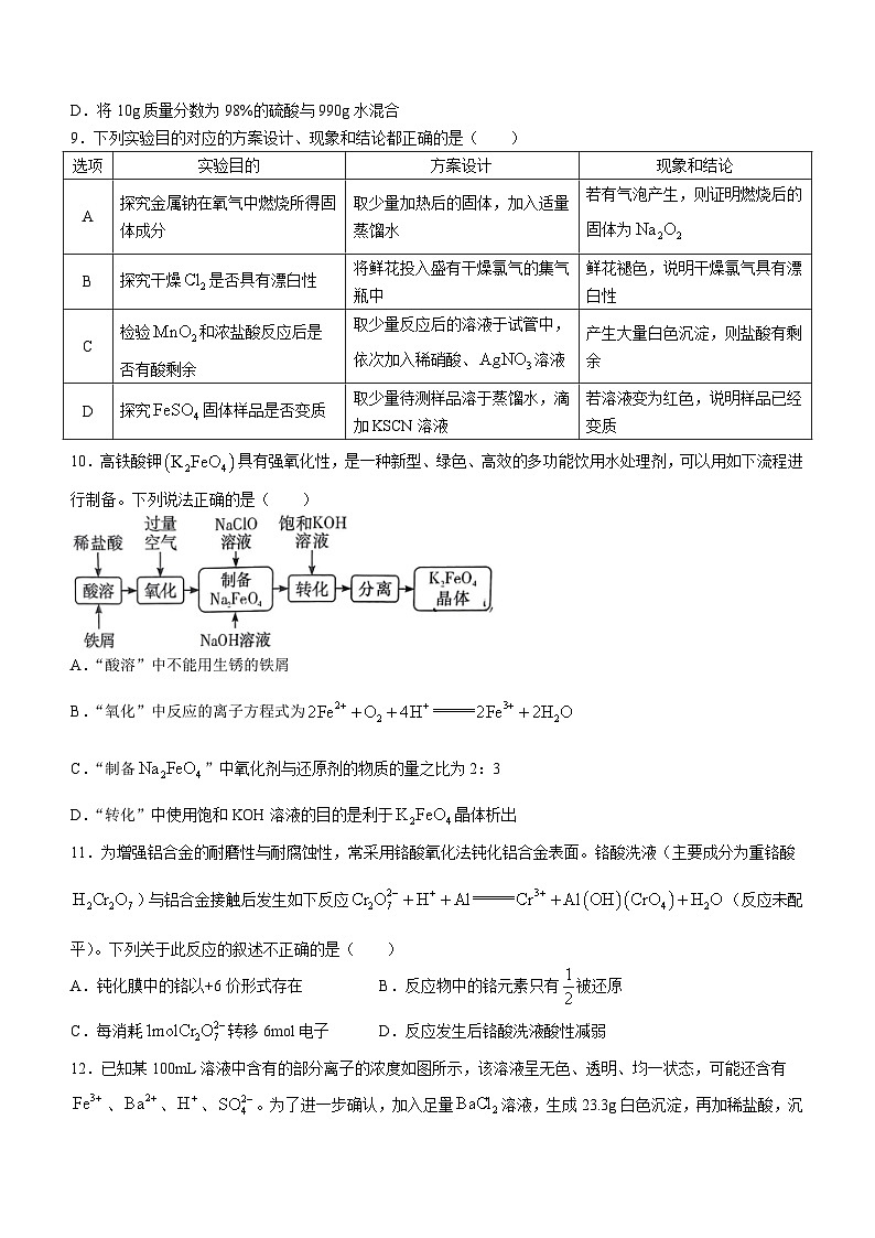 2024长沙名校联合体高一上学期第二次联考化学试题含解析03