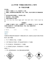 浙江省丽水市发展共同体2023-2024学年高一上学期12月联考化学试题（Word版附解析）