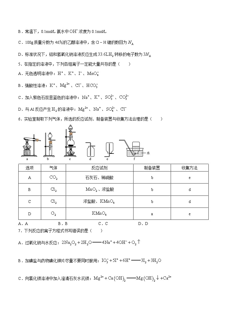 2024保定13联考高一上学期12月期中考试化学含答案第2页